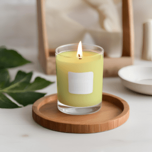 Auf diesem Bild sieht man unsere "Bougie fruitée" Duftkerze von Fleur Lumière.