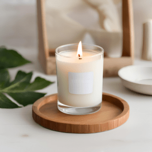 Auf diesem Bild sieht man unsere "Bougie boisée" Duftkerze von Fleur Lumière.